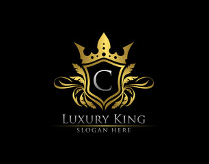 Luxury Royal King B Letter, Heraldic Gold Logo template.