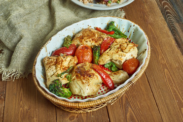 Chicken  chorizo traybake