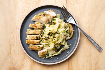Italian lemon chicken piccata creamy pappardelle