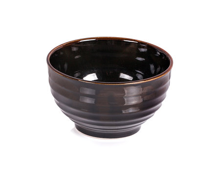 Vintage ceramic bowl, Empty brown bowl an isolated on white background with clipping path