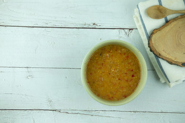 Delicious and tasty chilli with egg crab