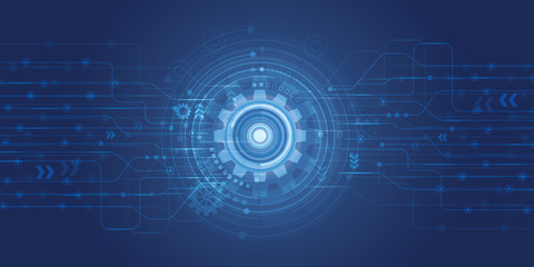 Vector illustration gear, wheel and circuit board, Hi-tech digital technology and engineering, Modern digital telecoms technology concept