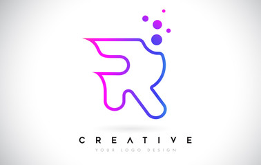 Dots Letter R Logo. R Letter Design Vector with Dots.Vector Lettering Illustration of a Colorful Alphabet with Bubbles.