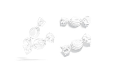 Blank white hard candy foil wrapper mock up, different views