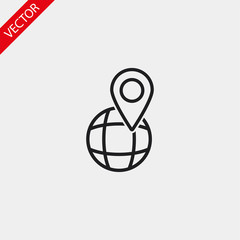 Globe map vector icon , lorem ipsum Flat design