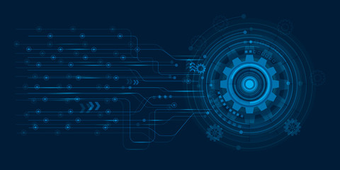 Vector illustration gear, wheel and circuit board, Hi-tech digital technology and engineering, Modern digital telecoms technology concept