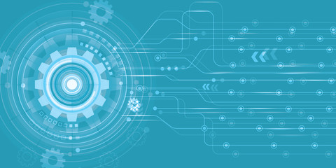 Vector illustration gear, wheel and circuit board, Hi-tech digital technology and engineering, Modern digital telecoms technology concept