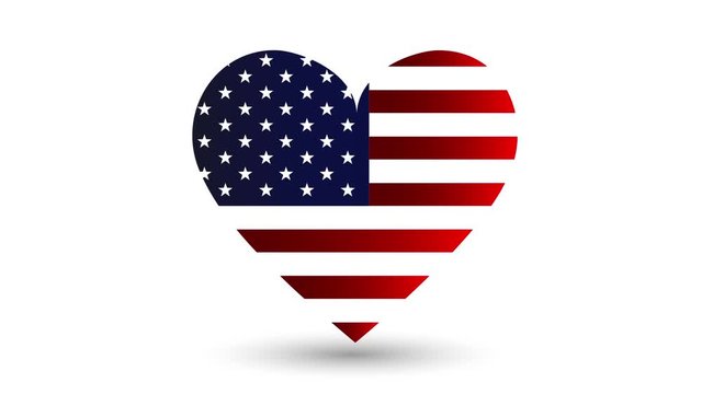 Beating heart with usa flag inside animation alpha channel.