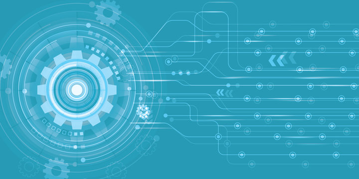 Vector illustration gear, wheel and circuit board, Hi-tech digital technology and engineering, Modern digital telecoms technology concept