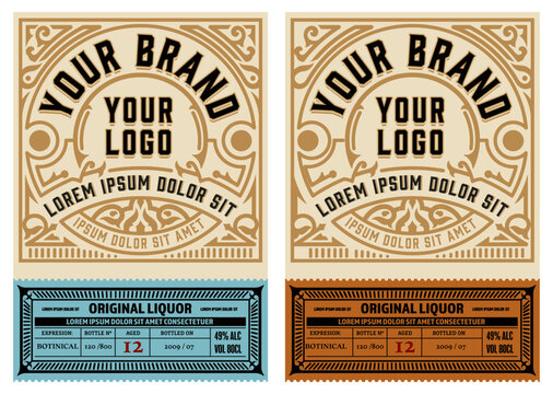 Set of 2 vintage labels. Vector layered