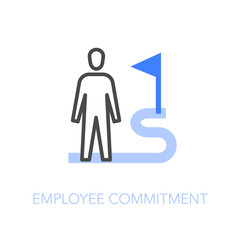 Employee commitment symbol with a human figure connected to an organisation goal. Easy to use for your website or presentation.