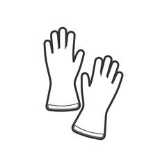 Personal protective equipment badges-latex gloves. Coronavirus, covid 19 prophylactic items. Lines and polygonal symbols. 