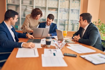 Business lawyers workers meeting at law firm office. Professional executive partners working on finance strategry at the workplace