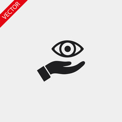 the eye icon in the hand icon , lorem ipsum Flat design