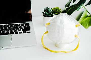 Work from home quarantine and . Medical mask