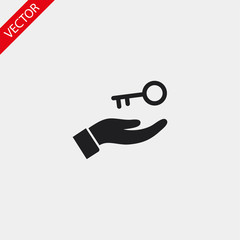 key in hand icon , lorem ipsum Flat design