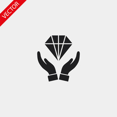 Diamond in the hand icon , lorem ipsum Flat design