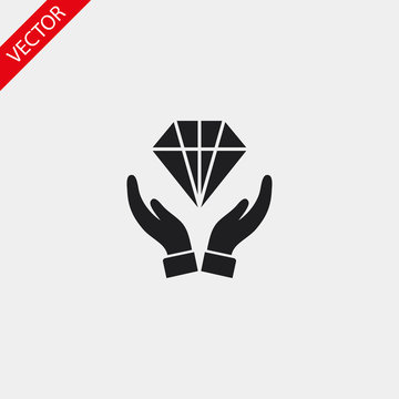 Diamond in the hand icon , lorem ipsum Flat design © Stanislav