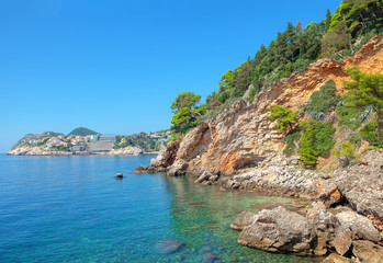 Fototapeta premium coastal scenery of Croatia, Adriatic Sea rocky beach