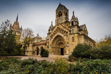 Fototapeta na wymiar Facade of Chapel, Vajdahunyad Castle in Budapest