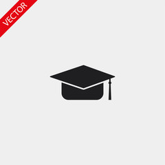 Graduation cap vector icon , lorem ipsum Flat design