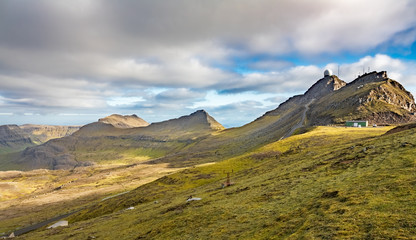 Mountain road to meteorological radar in Faroe Islands