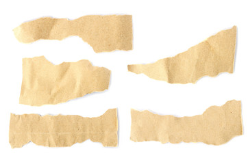 Set of Ripped and Torn Paper Stripes isolated on white background.
