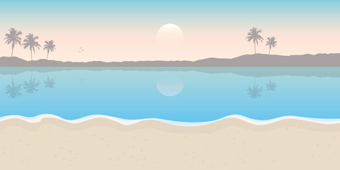 Fototapeta na wymiar paradise palm beach landscape summer background vector illustration EPS10