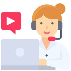 Study at home, Woman with headphone watching video on laptop