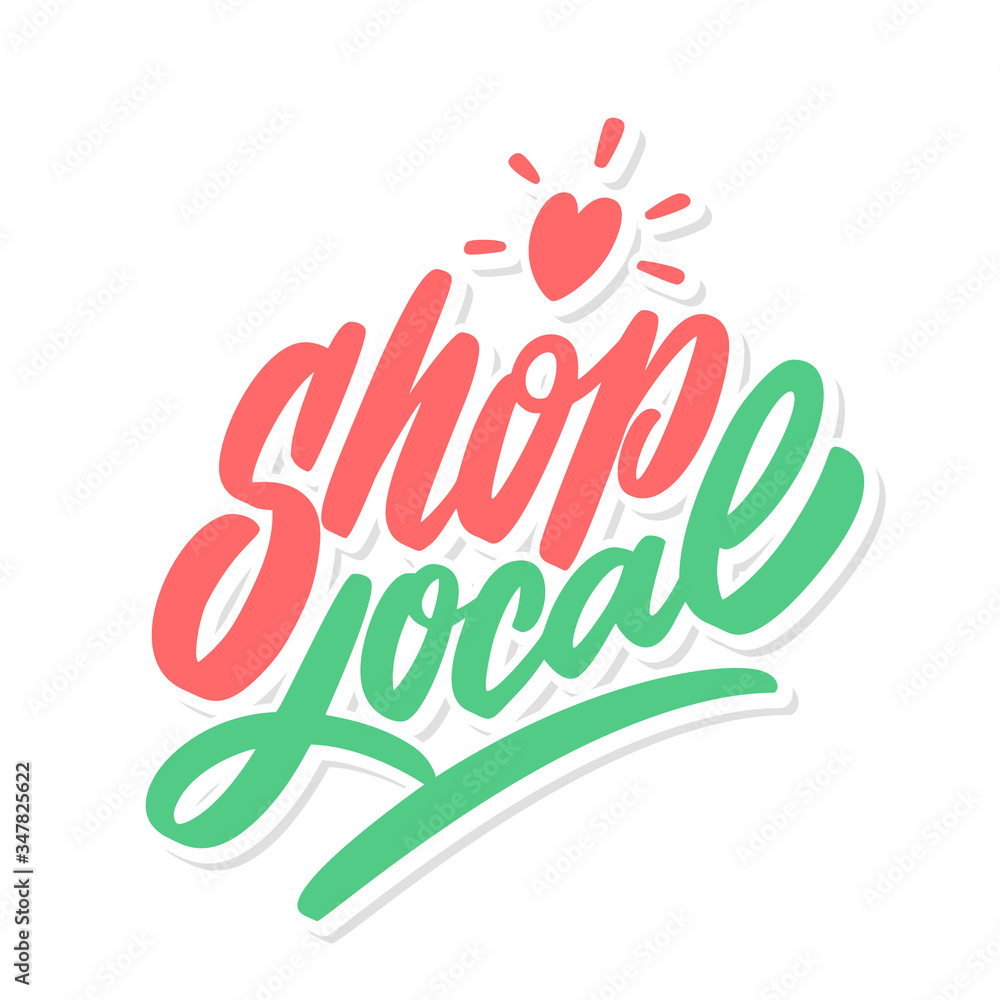 Wall mural shop local. vector lettering.