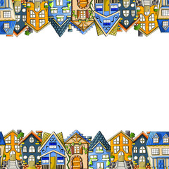 Naklejka premium Vector frame or border with houses and streets