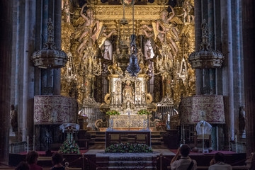 Santiago de Compostela Cathedral inside capital of galicia