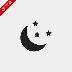 Moon vector icon , lorem ipsum Flat design