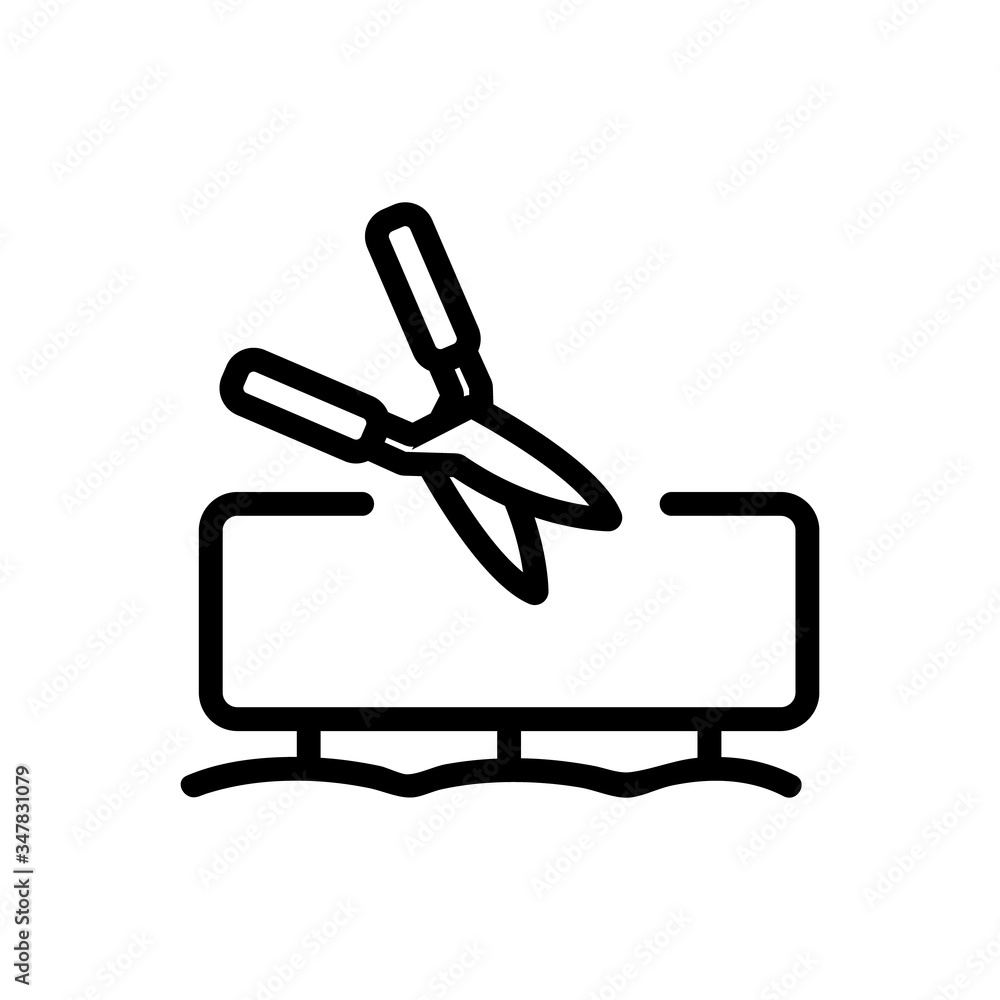 Aufkleber lawn pruning scissors icon vector. lawn pruning scissors sign. isolated contour symbol illustration