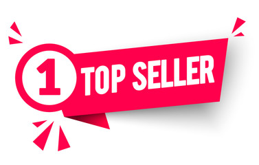 Vector Illustration Top Seller Label. Modern Web Banner With Number One Medal Icon