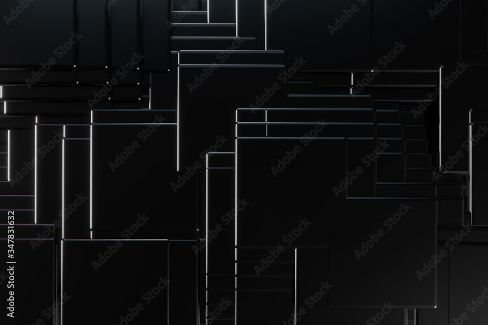 Leinwandbilder Abstract Cube Particle Background construction block technology computer graphic background,3D illustration