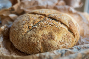 homemade bread with sesame seeds