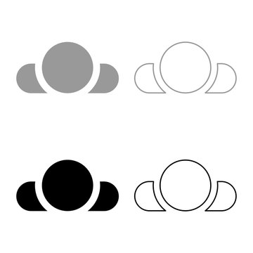 Man Lying On Back View Head Shoulders Icon Outline Set Black Grey Color Vector Illustration Flat Style Image