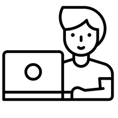 Man working on laptop, work from home related