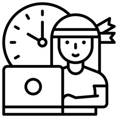 Woman working on laptop, work from home related