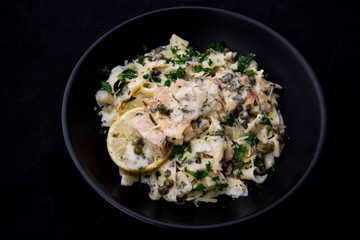 Italian lemon chicken piccata creamy pappardelle
