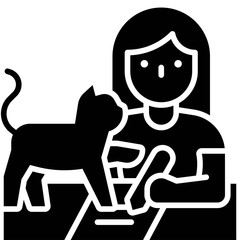 Woman writing on paper with cat, work from home