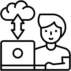 Work from home, cloud storage vector icon