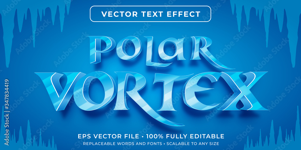 Wall mural editable text effect - frozen ice shards style