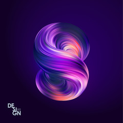 Vector Abstract 3d colorful twisted shape of fluid.