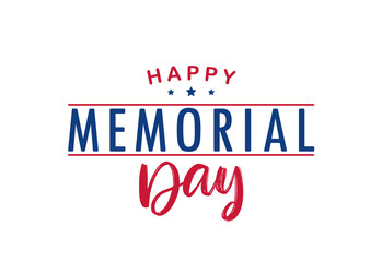 Type lettering composition of Happy Memorial Day with stars on white background