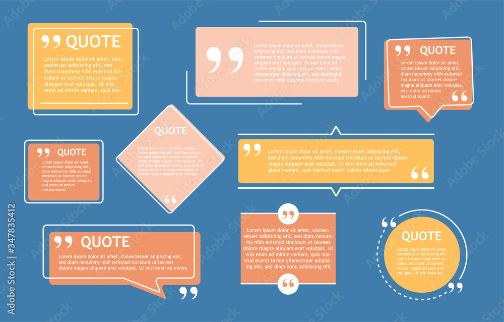 Fototapete isolated quote box and speech bubble on a dark blue background suitable for presentations and creati