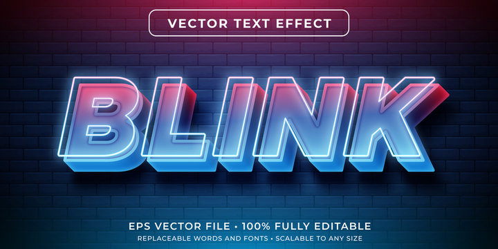 Editable Text Effect - Neon Glowing Lights Style