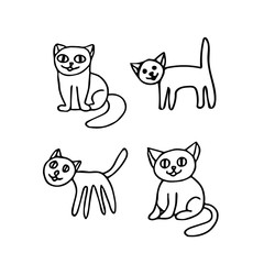 cute Cats set. Hand drawn in doodle style. elements scandinavian monochrome minimalism simple vector elements. animals, cute, pets, lie. design card, sticker, poster icon