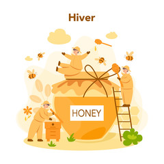 Hiver or beekeeper concept. Professional farmer with hive